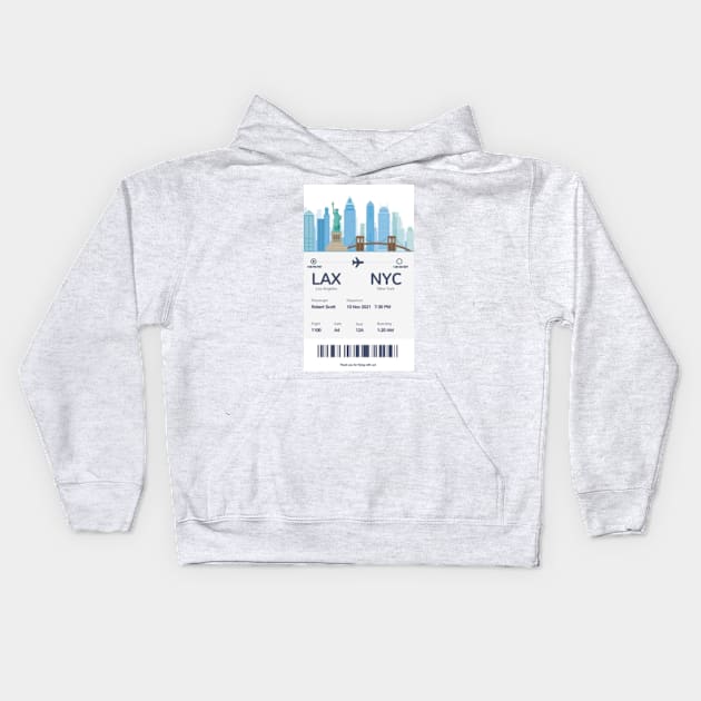 Boarding ticket LA to New York Kids Hoodie by Petko121212